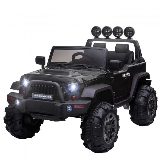 12 V Ride on Truck SUV Car for Kids, Ride on Cars with Remote Control, Battery Powered Electric Vehicles with 3 Speed, LED Light, MP3 Player, Ride on Toys for Girls Boys Birthday Gift, Black