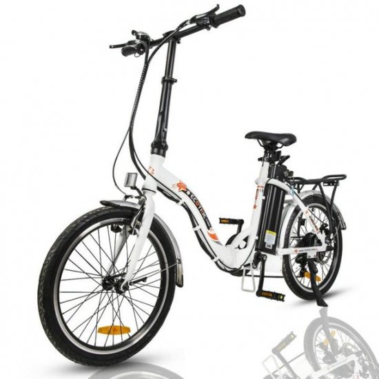 ECOTRIC E-Ride Electric Bike Waterproof Lightweight Foldable 20\" inch 350W 36V Electric Bicycle eBike Removable Battery 7 Speed