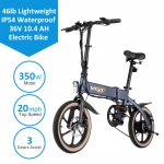 Folding Electric Bicycle Bike With 350W Brushless Motor, 16" Size, 36V 10.4 Ah Removable Battery, Black