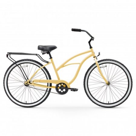 sixthreezero Around The Block Women's Single-Speed Beach Cruiser Bicycle, 26 In. Wheels, Cream