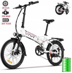 VIVI 350W 20'' Electric Bike City Folding Lightweight Electric Bicycle Ebike with Removable Lithium-Ion