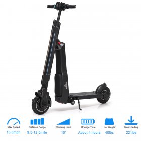 Costway Goplus LED Bluetooth Folding Electric Scooter with Removable Seat Speed Up to 15.5 MPH