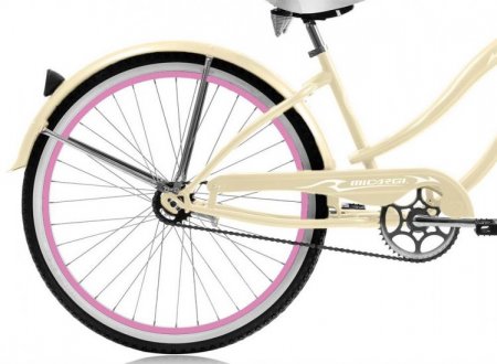 Micargi ROVER GX 26" Beach Cruiser Coaster Brake Single Speed Stainless Steel Spokes One Piece Crank Alloy Pink Rims 36H With Fenders