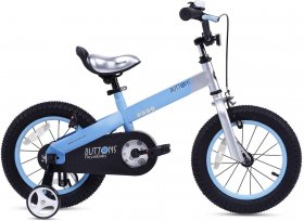RoyalBaby Buttons Matte Blue 14 inch Kid's Bicycle With Training Wheels