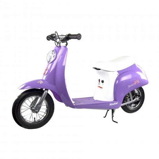 Razor Pocket Mod Miniature Euro 24V Electric Kids Ride On Retro Scooter, Purple