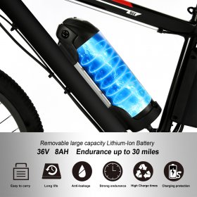Generic 26 In. 350W Electric Mountain Bike Aluminum Alloy Frame Cycling Electric Bicycle with Removable 8Ah Lithium-Ion Battery for Men Adults