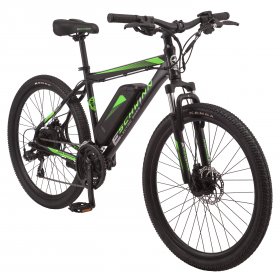 Schwinn electric mountain-style bicycle; 26-inch wheels, 21 speeds, black