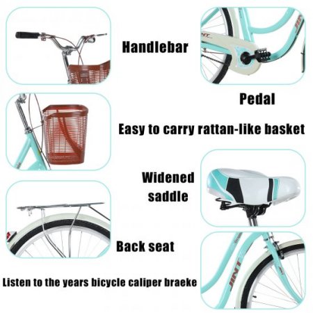 26-Inch Womens Comfort Bikes Beach Bike Single Speed Bicycle Comfortable Bicycle