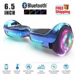 Flash Wheel Certified Hoverboard 6.5" Bluetooth Speaker with LED Light Self Balancing Wheel Electric Scooter - Chrome Blue
