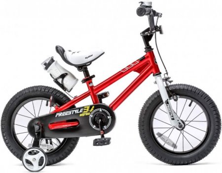 RoyalBaby Kids Bike Boys Girls Freestyle Bicycle 16 inch with Training Wheels and Kickstand Child's Bike, Red