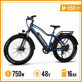 750W 48V 16Ah 26" Electric Mountain Bike, Addmotor E-bike for Adult, Blue