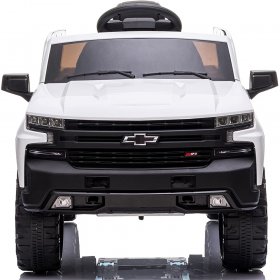 Licensed Chevrolet 12V Ride on Toys for Kids, Power 4 Wheels Ride on Truck w/ Remote Control, Toddler Electric Motorized Vehicles Ride on Cars Christmas Gifts for Girls Boys, Spring Suspension, White