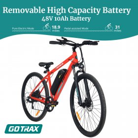 GOTRAX TRAVELER 29inch Electric Bike with 48V 10Ah Removable Battery, 500W Powerful Motor up 20mph, Shimano Professional 7 Speed Gear and Dual Disc Brakes Alloy Frame Electric Bicycle -ORANGE