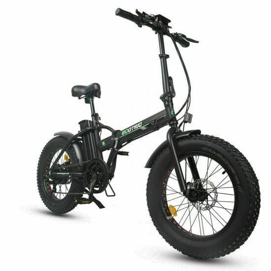 Black Folding Electric Fat Tire Bike Beach Bicycle City Ebike 20\" 48V 500W