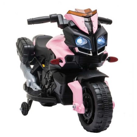 Kids Electric Motorcycle Ride On Toys, YOFE 6V Battery Powered Motor Bike with Training Wheels, LED Light, Music, Horn, Kid Ride On Motorcycle Car for Girls Boys Children Day Birthday Gift, Pink