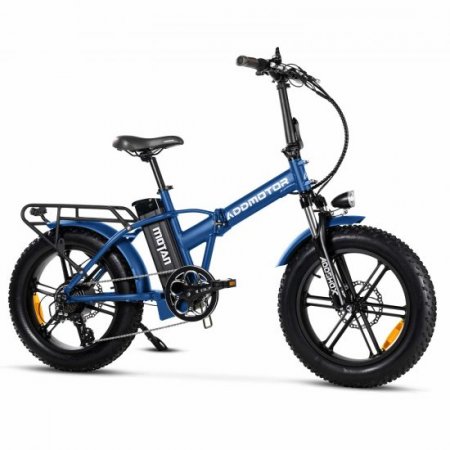 750W 16Ah 48V 20-Inch Wheels Fat Tire Folding Electric Bike, Foldable Electric Bicycle for Adults, Blue