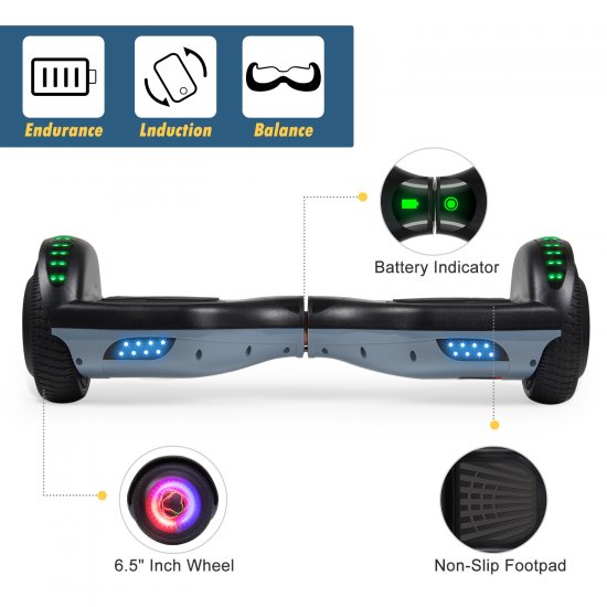 CBD Hoverboard Two-Wheel Self Balancing Scooter 6.5\" with Bluetooth Speaker and LED Lights Electric Scooter for Adult Kids Gift UL 2272 Certified