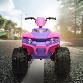 Kids Ride-On ATV, Dual Drive 4 Wheels ATV, Electric Kids Ride-On Toys, Beach Bike with LED Headlights, MP3 Player, Radio, 12V Battery Powered Toddler ATV, Ride-On ATV Toy for Boys/Girls, Pink