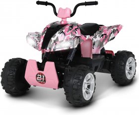 Uenjoy 24V Kids ATV 4 Wheeler Ride On Quad Battery Powered Electric ATV 4-Wheel Suspension, 2 Speeds, LED Lights, Music