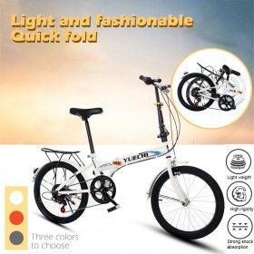 HOMBOM Leisure 20in 7 Speed ??City Folding Mini Compact Bike Bicycle Urban Commuters