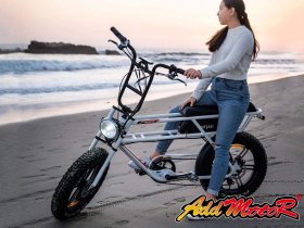 20" Electric Cruiser Bike for Adult 750W 16Ah 48V E-bike Addmotor M-70 R7 Mini Motorcycle, White