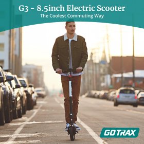 GOTRAX G3 Commuting Electric Scooter - 8.5" Air Filled Tires - 15.5MPH & 18mile Range - Folding Frame and 2 Gear Speed Black