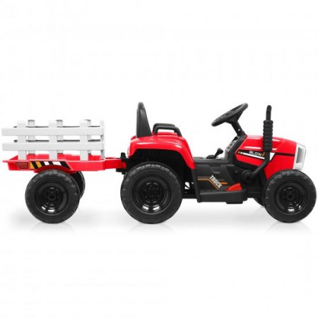 Kidzone 12V Kids Ride On Electric Tractor With Trailer W/LED Lights USB & Bluetooth, Red