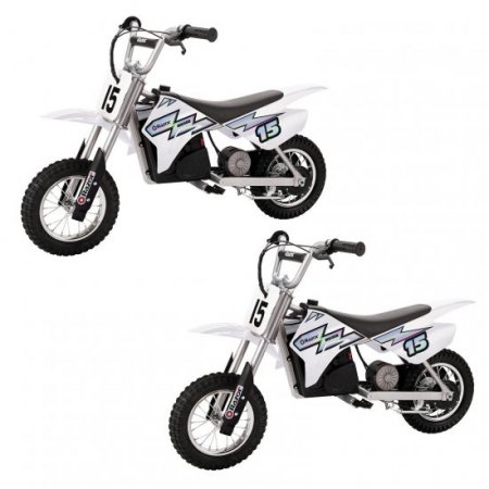 Razor MX400 Dirt Rocket Electric Toy Motocross Motorcycle Bike, White (2 Pack)