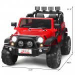 Costway 12V Kids Ride On Car 2 Seater Truck RC Electric Vehicles w/ Storage Room Red