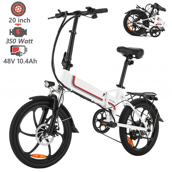 Folding Electric Bike, 20\'\' Electric Bicycles with 48V 10Ah Removable Battery, 20-40 Mile Range Power Assist City Ebike