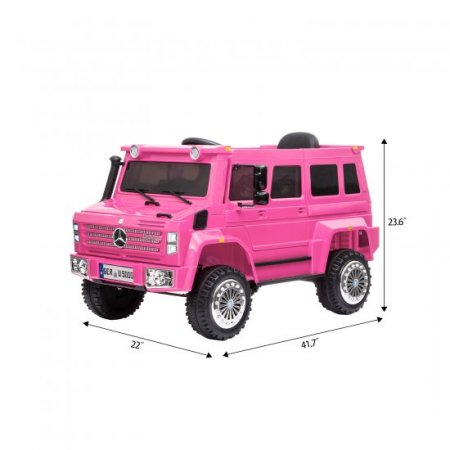 Tobbi Licensed Mercedes-Benz Unimog U500 12V Kids Electric Ride on Car Powered Ride on SUV Truck with Remote Control, Bluetooth, Horn, USB, Rosy Red