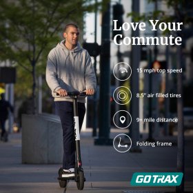 GOTRAX Rival Commuting Floding Electric Scooter - 8.5" Air Filled Tires - 15.5MPH & up to 12mile Range