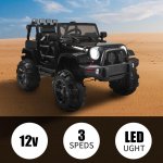 Zimtown 12V Kids Ride On Car Truck Electric Car RC Toy w/ Remote Control, 3 Speeds, Spring Suspension, LED Light - Black