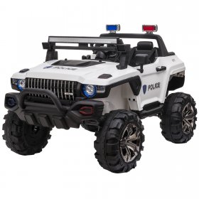 Aosom 12V Kids Electric 2-Seater Ride On Police Car SUV Truck Toy with Parental Remote Control, White