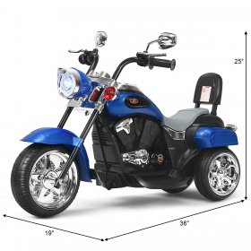 Costway 3 Wheel Kids Ride On Motorcycle 6V Battery Powered Electric Toy Blue
