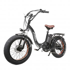 NAKTO STEADY Fat Tire Folding Electric Bike for Adults 500W Brushless Motor 48V 12Ah Lithium Battery City Cargo Electrical Bicycle 20 Inch-Black