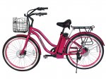 X-Treme Malibu 24 Volt ELITE Beach Cruiser Lithium Battery Electric Bicycle Long Range Electric Bike, Pink