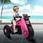 6V Kids Ride On Motorcycle Car Battery Powered 3 Wheels Bicycle Electric Toy, Double Drive Ride On Toys Motorized Cars for Kids, Christmas Gifts Car for Boys Girls 1-4 to Ride on Park, Pink