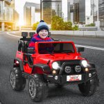 Costway 12V Kids Ride On Car 2 Seater Truck RC Electric Vehicles w/ Storage Room Red