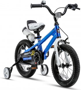 Royalbaby Freestyle 12 In. Blue Kids Bike Boys and Girls Bike with Training wheels and Water Bottle