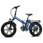 750W 16Ah 48V 20-Inch Wheels Fat Tire Folding Electric Bike, Foldable Electric Bicycle for Adults, Blue