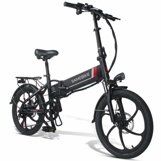 Samebike Folding Electric Bike 20\" 48V Electric Bicycle E-Bike for Adults and Teens Double Disc Brake, 350W Hill Bicycle Removable Battery Pedal Assist Power