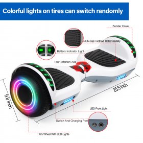 Bluetooth Hoverboard with Hoverboard Seat Attachment Go Kart Electric Self-Balancing Scooter Hoverboard for Kids White-Gray