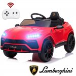 Battery Powered Cars Vehicles Birthday Gifts for Kids, 12V Kids Ride On Car Licensed Lamborghini with Remote Control, Headlights, MP3, USB, Seat Belt, Electric Cars Motorized Vehicles, Red