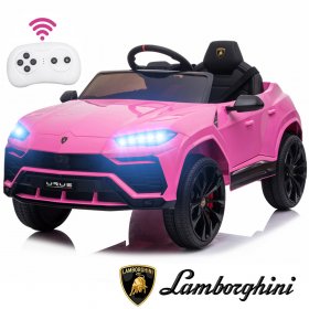 12V Kids Ride On Car with Remote Control, Licensed Lamborghini Electric Cars Motorized Vehicles for Girls Boys, Battery Powered Cars Birthday Gifts with Headlights, MP3, USB, Seat Belt, Pink