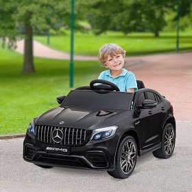Aosom 12V Ride On Toy Car for Kids with Remote Control, Mercedes Benz AMG GLC63S Coupe, 2 Speed, with Music, Electric Light, Black