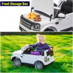 12V Kids Ride On Car Truck with Remote Control, Licensed Land Rover Electric Cars Motorized Vehicles for Girls Boys, Battery Powered Cars Vehicles Christmas Gifts with Front Storage Box, White