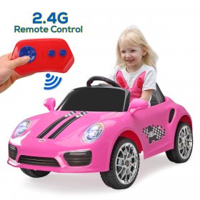 TOBBI 6V Kids Ride on Car W/Remote Control, MP3, Battery Powered, LED Headlights, Electric Kids Toys for Boys Girls, Pink