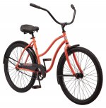 Schwinn Siesta cruiser bike, 26-inch wheels, coral, womens style