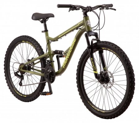 Mongoose Bash Suspension Mountain Bike, 21 Speeds, 26 In. Wheels, Green